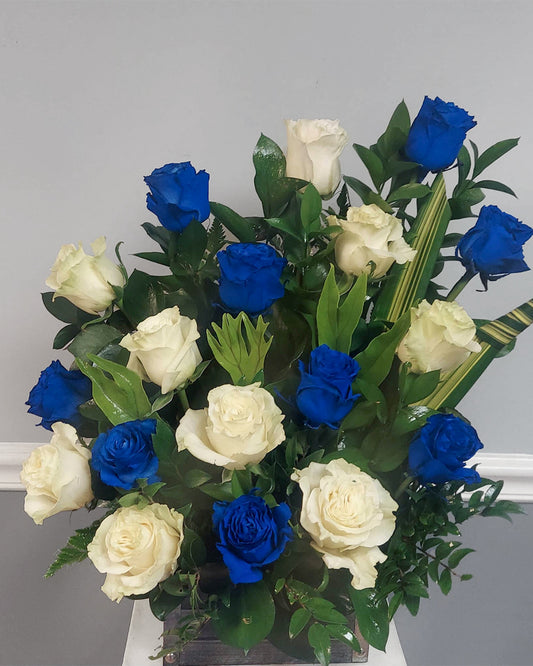 White & Blue Roses